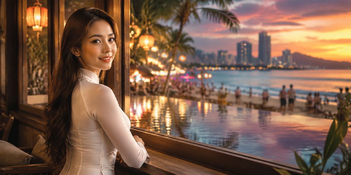 Người dùng tại Đà Nẵng đặt cược thể thao trực tuyến trên điện thoại với trang phục áo dài truyền thống